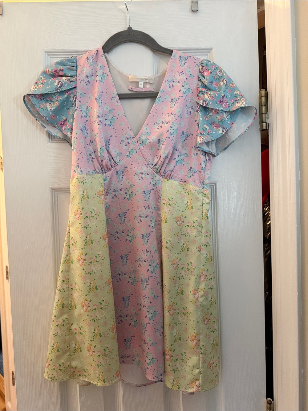 LoveShackFancy floral short sleeve mini dress